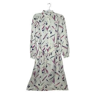 Vintage Schrader Sport Multicolor Lightweight Belted Midi Dress size 10